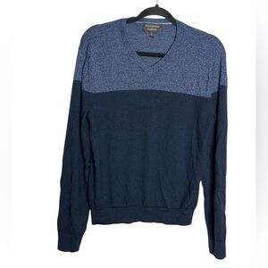 Banana Republic Sweater Mens Blue Merino Wool V-Neck Pullover Preppy Casual, S